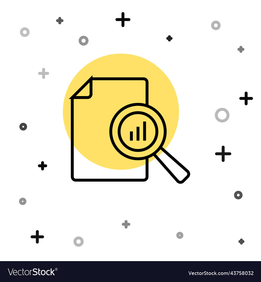 Black line document with graph chart icon isolated vector image Black line document with graph chart icon isolated