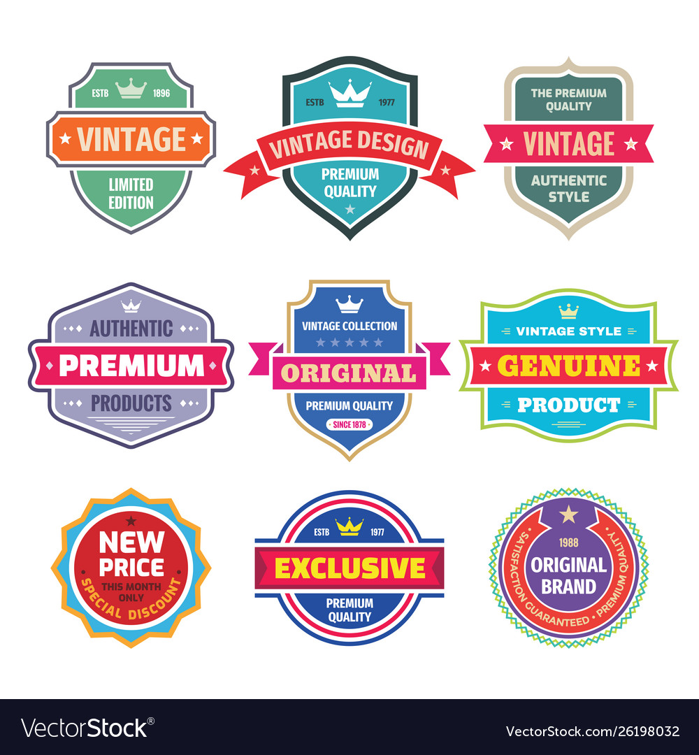 Business badges set in retro vintage design Vector Image