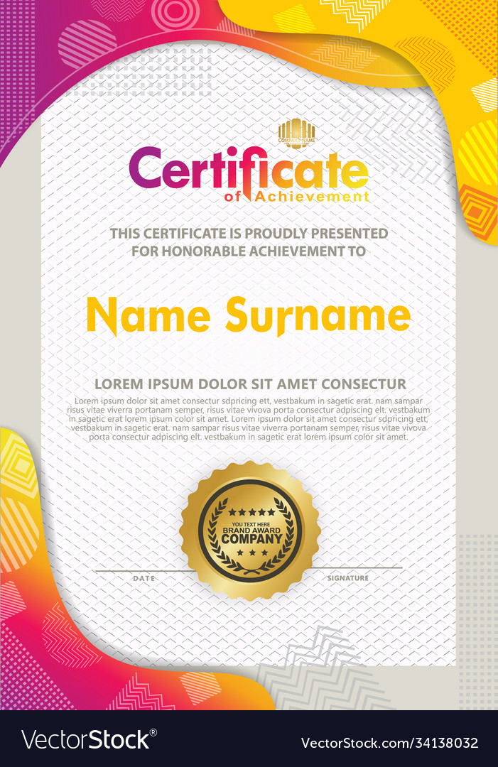 Certificate template with texture modern pattern vector image Certificate template with texture modern pattern