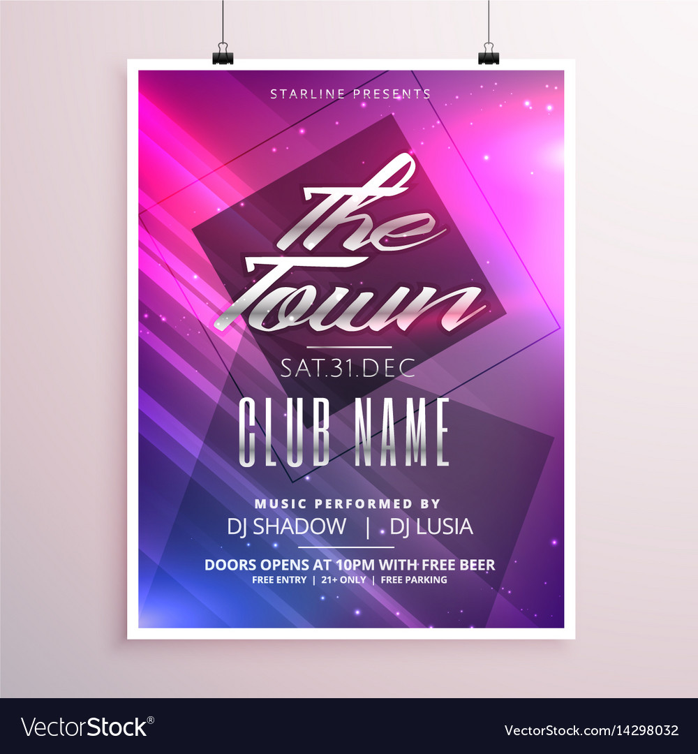 Colorful music party flyer poster template Vector Image