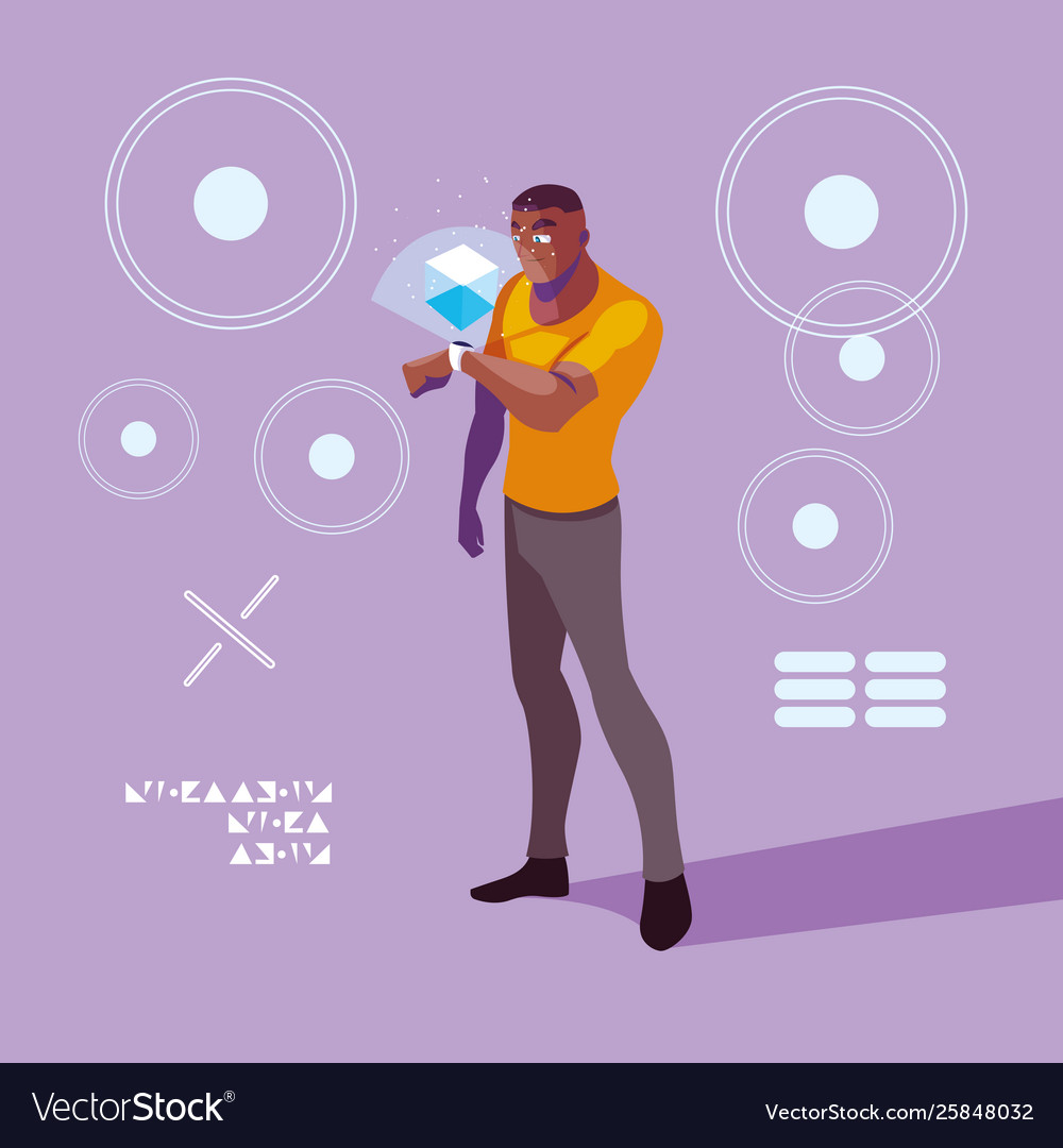 Design man using technology augmented