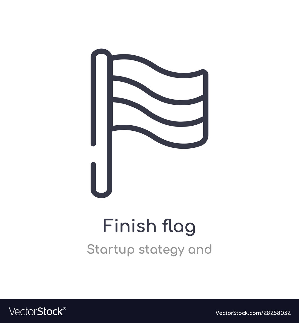 Finish flag outline icon isolated line from