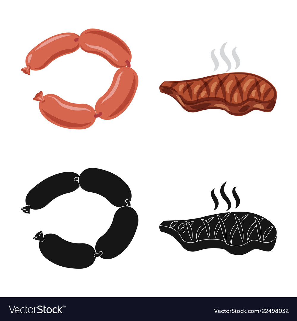 Isolated object of meat and ham symbol collection