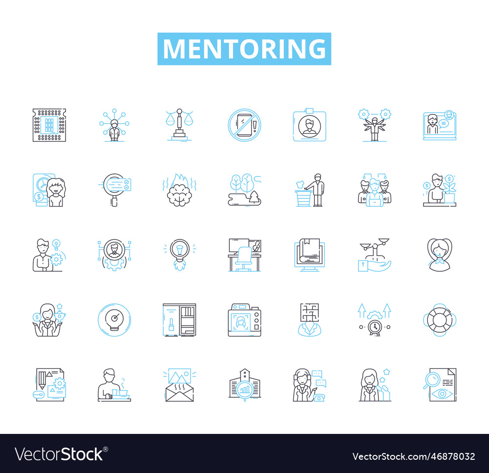 Mentoring linear icons set learning guidance Vector Image Mentoring linear icons set learning guidance
