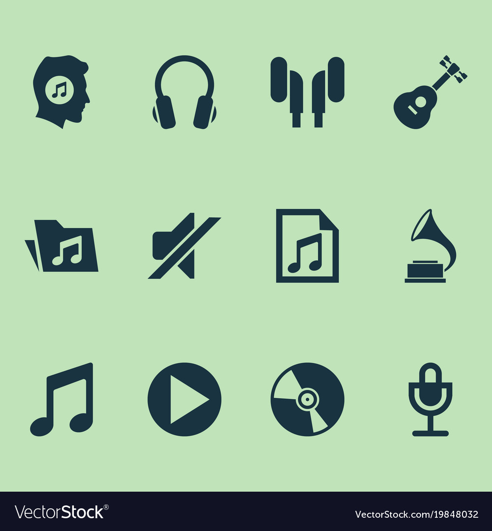 Multimedia icons set with music lover gramophone