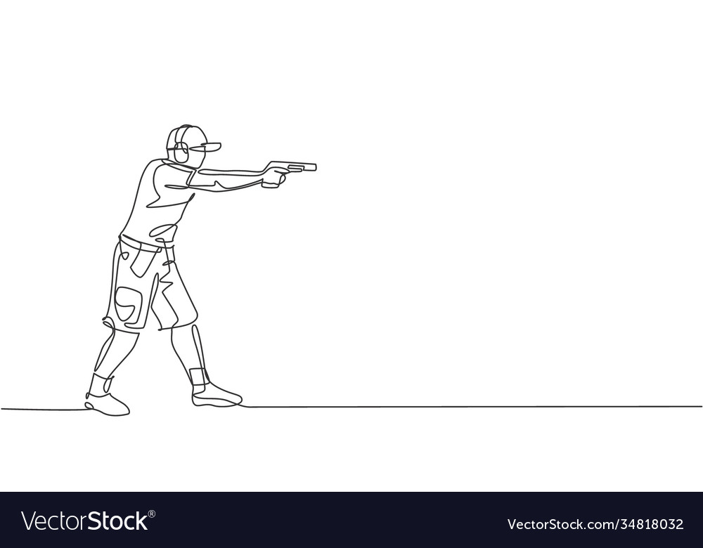 One single line drawing young man practicing Vector Image One single line drawing young man practicing