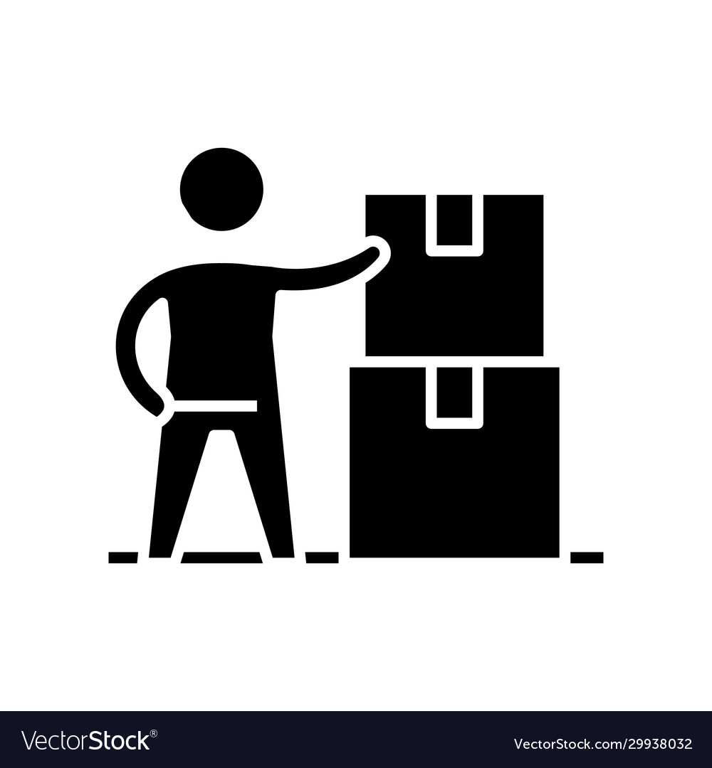 Packing up for moving black icon concept Vector Image