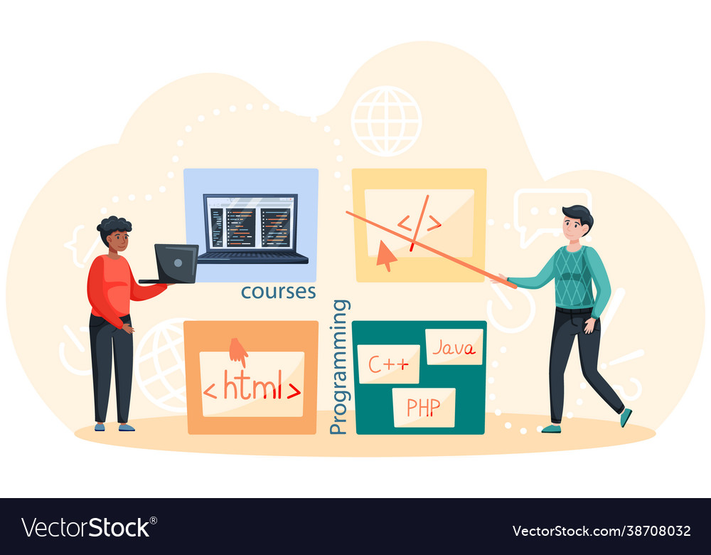 Programming courses online education coding vector image Programming courses online education coding
