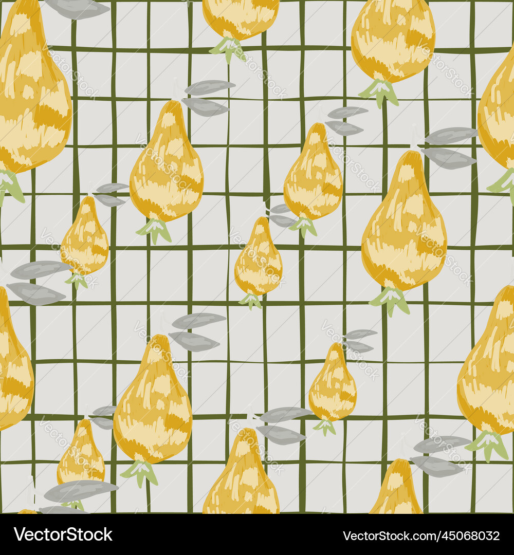 Scribble pears seamless pattern hand drawn fruits Vector Image