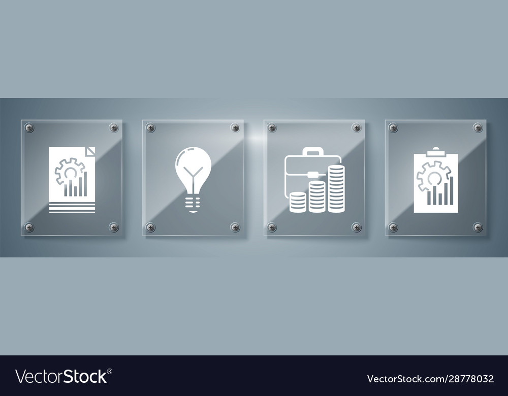 Set clipboard with graph chart briefcase and coin vector image Set clipboard with graph chart briefcase and coin
