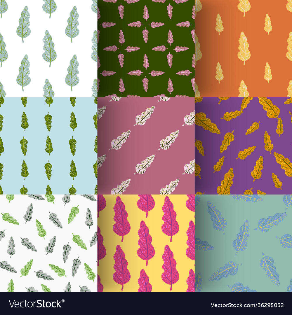 Set minimalistic nature seamless pattern vector image Set minimalistic nature seamless pattern