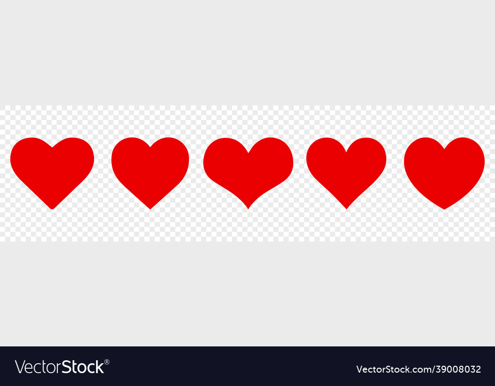 Set red heart on transparent background vector image Set red heart on transparent background