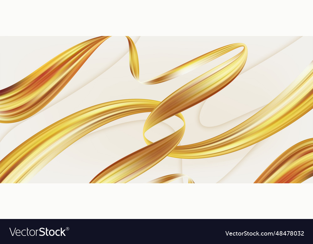 Shiny golden flowing line design element vector image Shiny golden flowing line design element