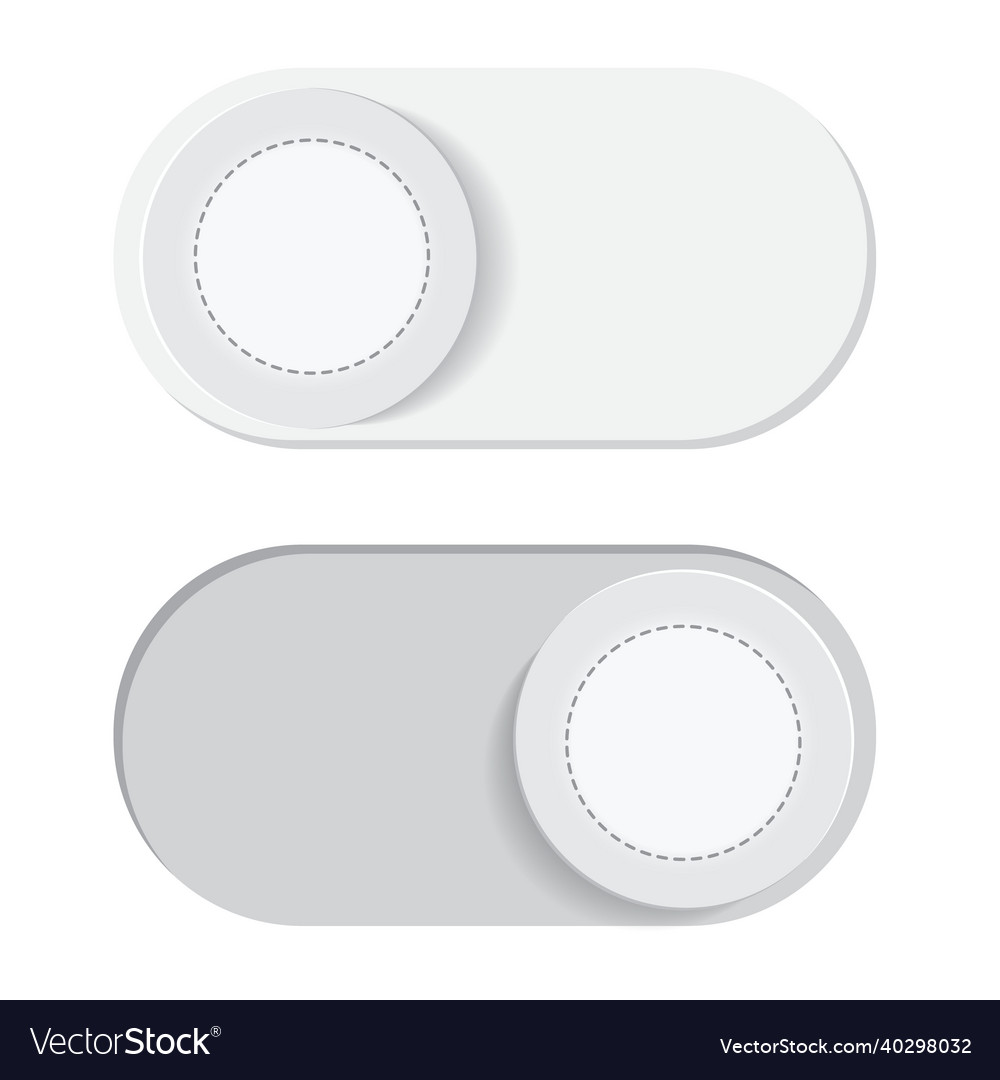 Toggle switch slider button on off Vector Image Toggle switch slider button on off