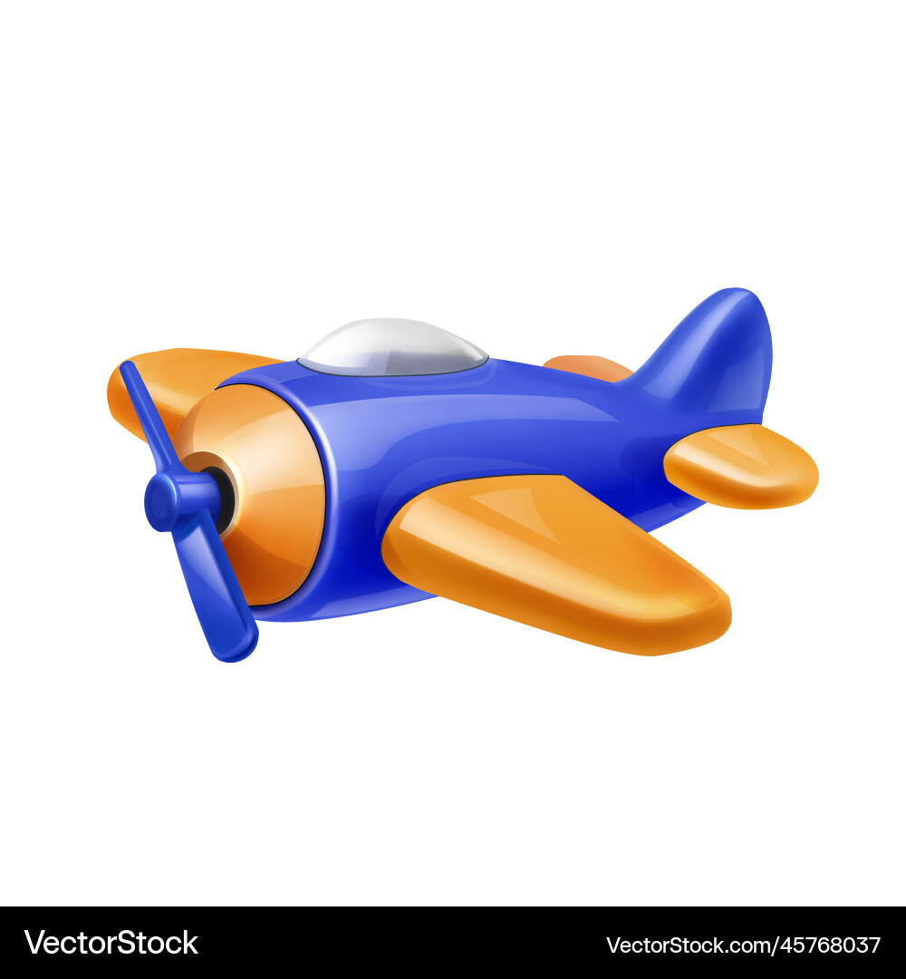 Airplane 3d cartoon realistic retro flight plane Vector Image