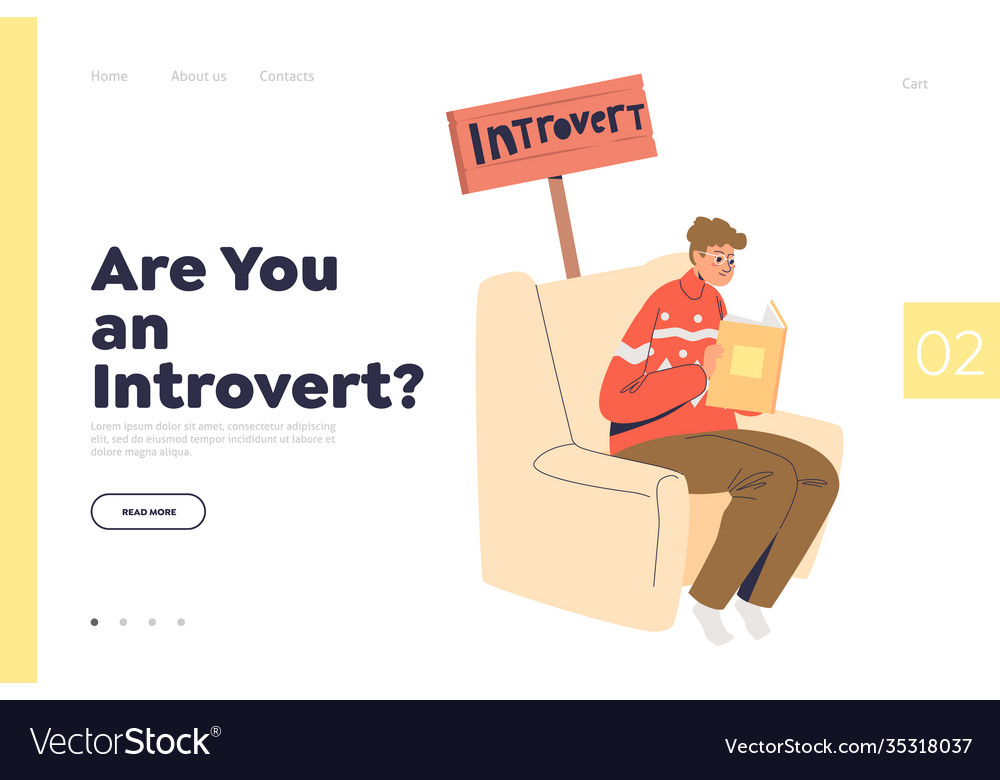 Are you introvert landing page concept vector image Are you introvert landing page concept