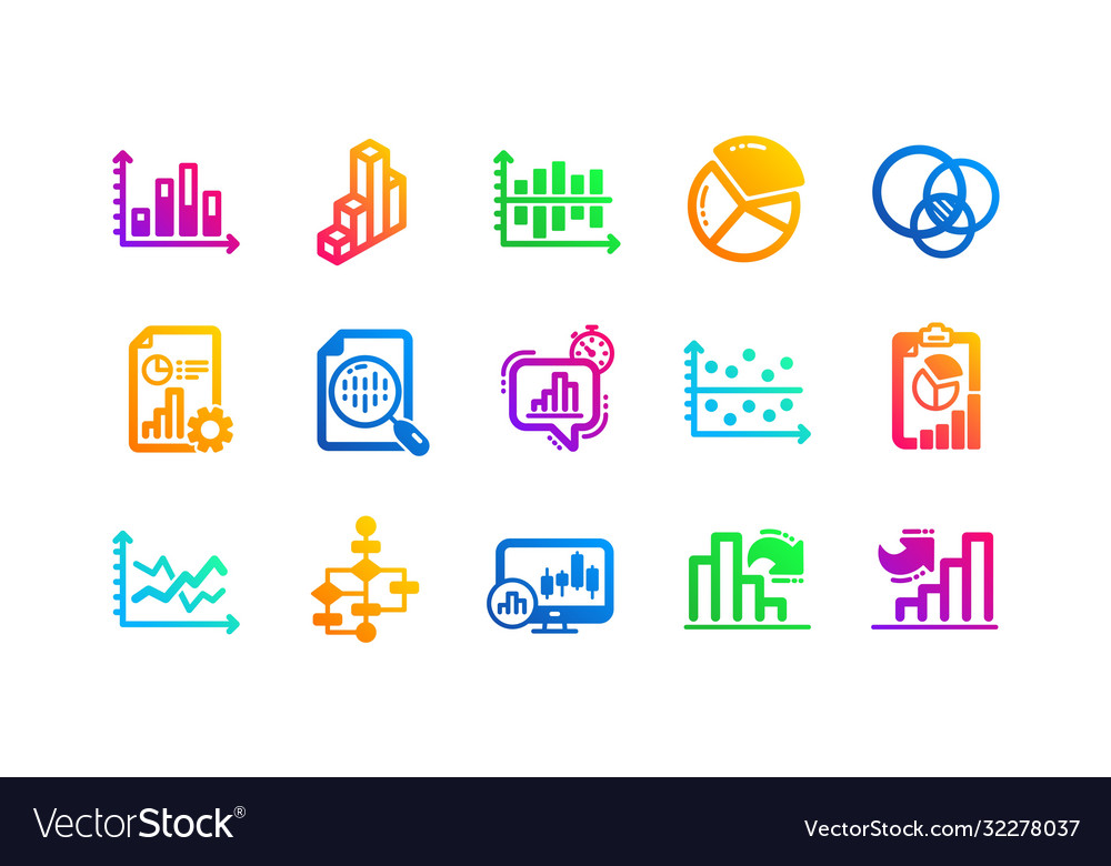 Charts and graphs icons infochart block diagram vector image Charts and graphs icons infochart block diagram