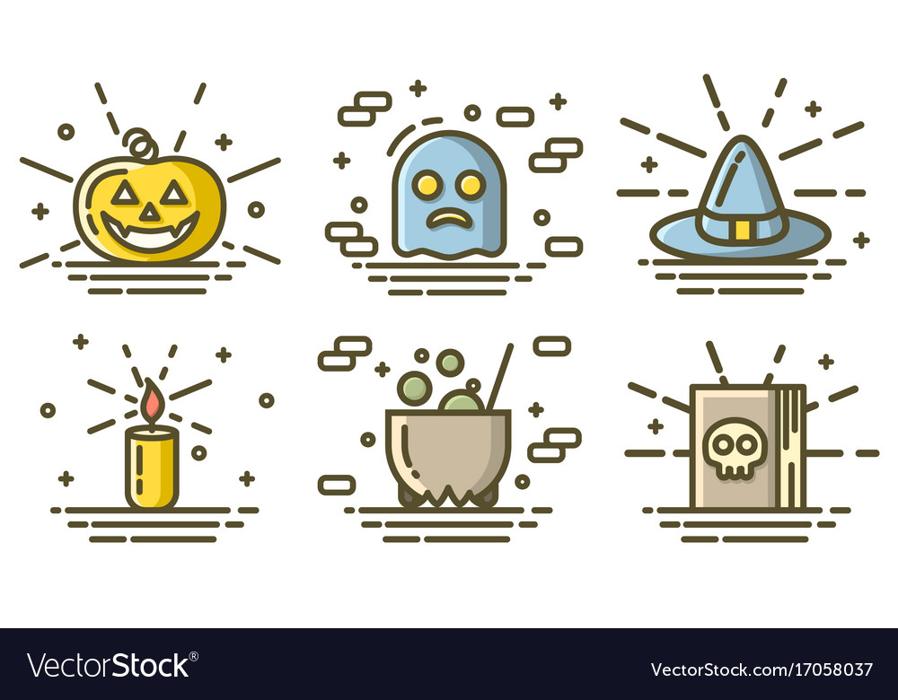 Halloween colored icons set linear trendy signs