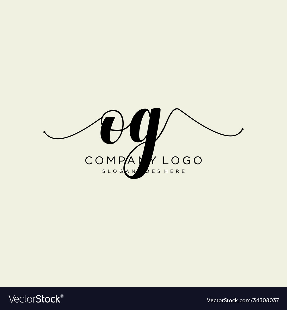 Initial og handwriting logo with circle template Vector Image