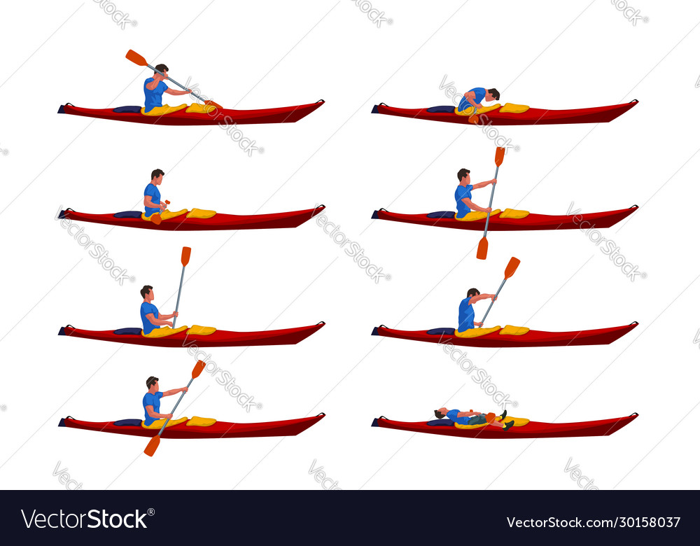 Man in kayak set 01 vector image Man in kayak set 01