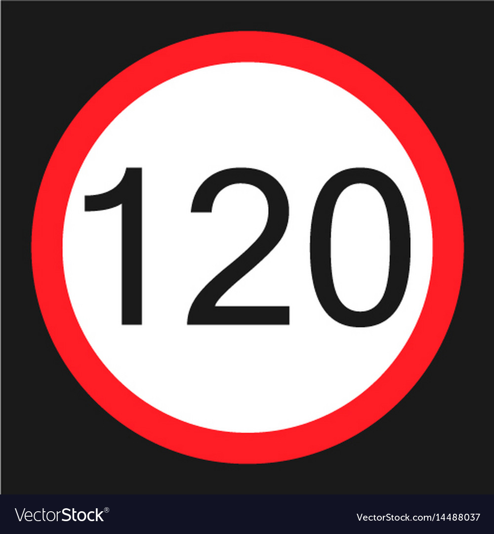 Maximum speed limit 120 sign flat icon Royalty Free Vector