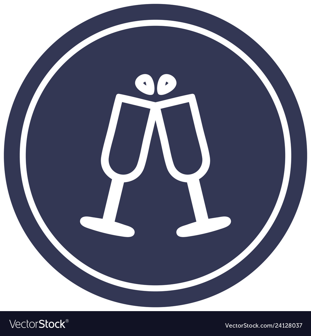 Raised glasses circular icon Royalty Free Vector Image