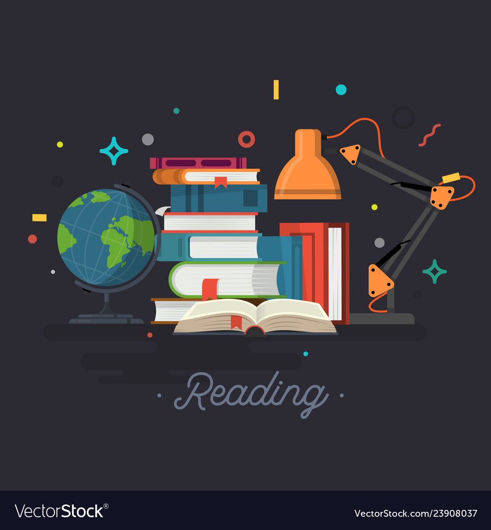 Reading education flat design Royalty Free Vector Image