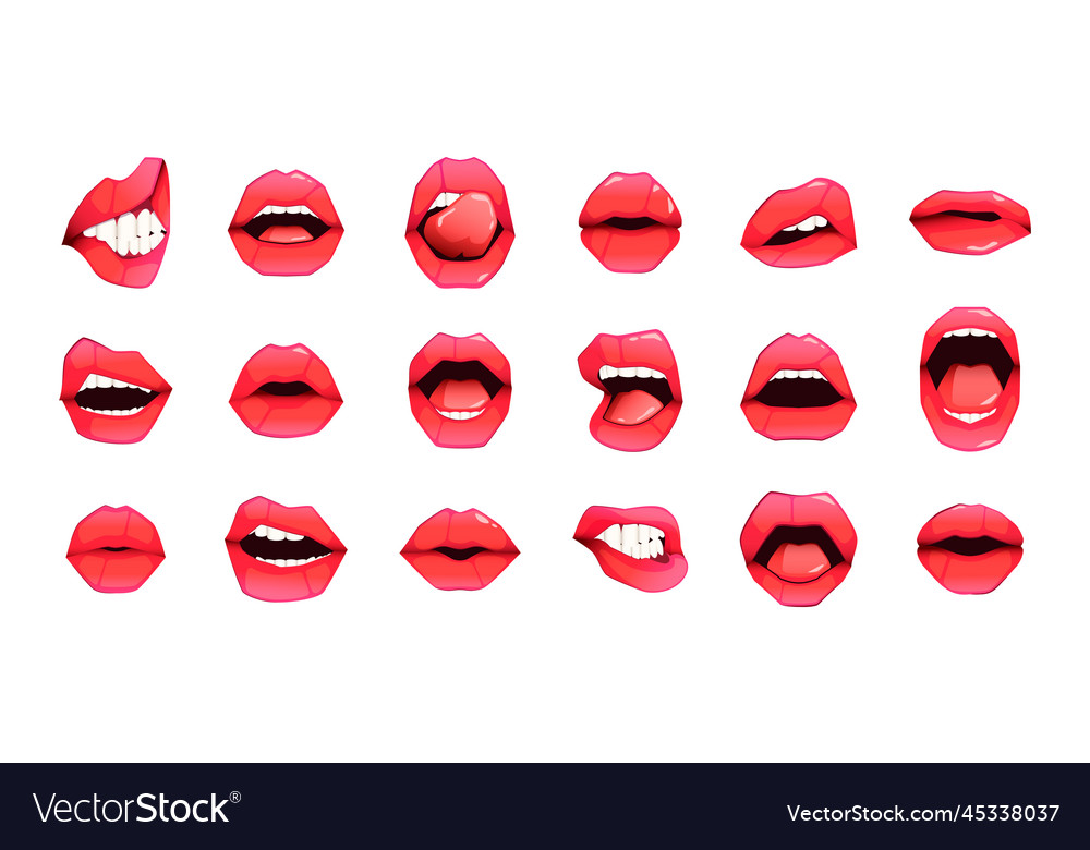 Red Female Lips Cartoon Woman Mouth Royalty Free Vector 3852