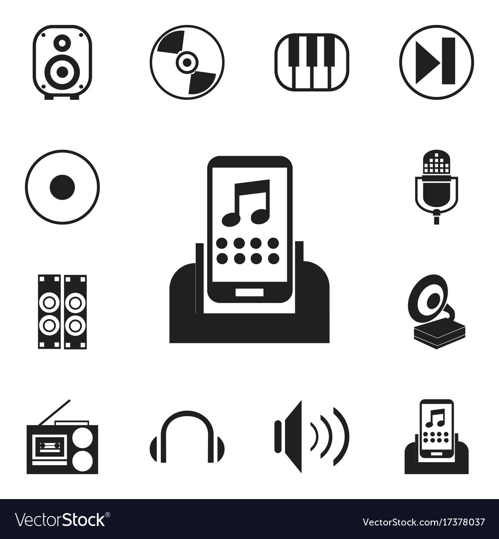 Set of 12 editable audio icons includes symbols