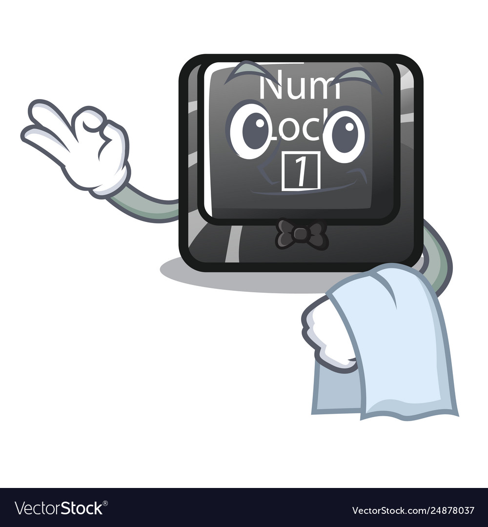 Waiter num lock installed on cartoon computer