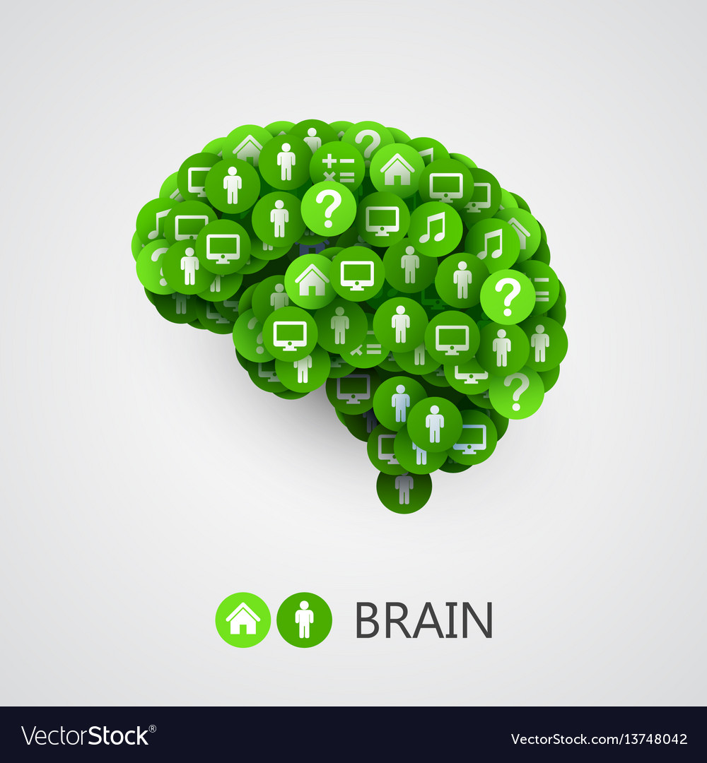 Abstract concept of brain circles with thoughts vector image Abstract concept of brain circles with thoughts