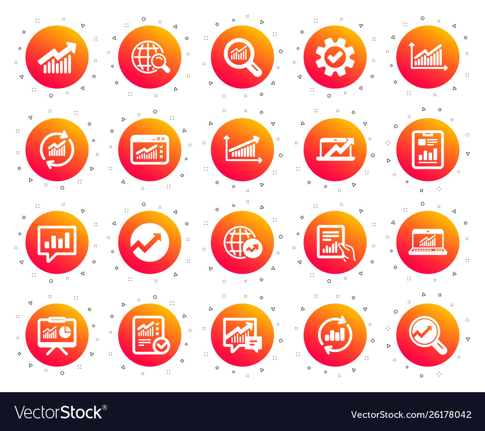 Analysis icons charts reports and graphs Vector Image Analysis icons charts reports and graphs