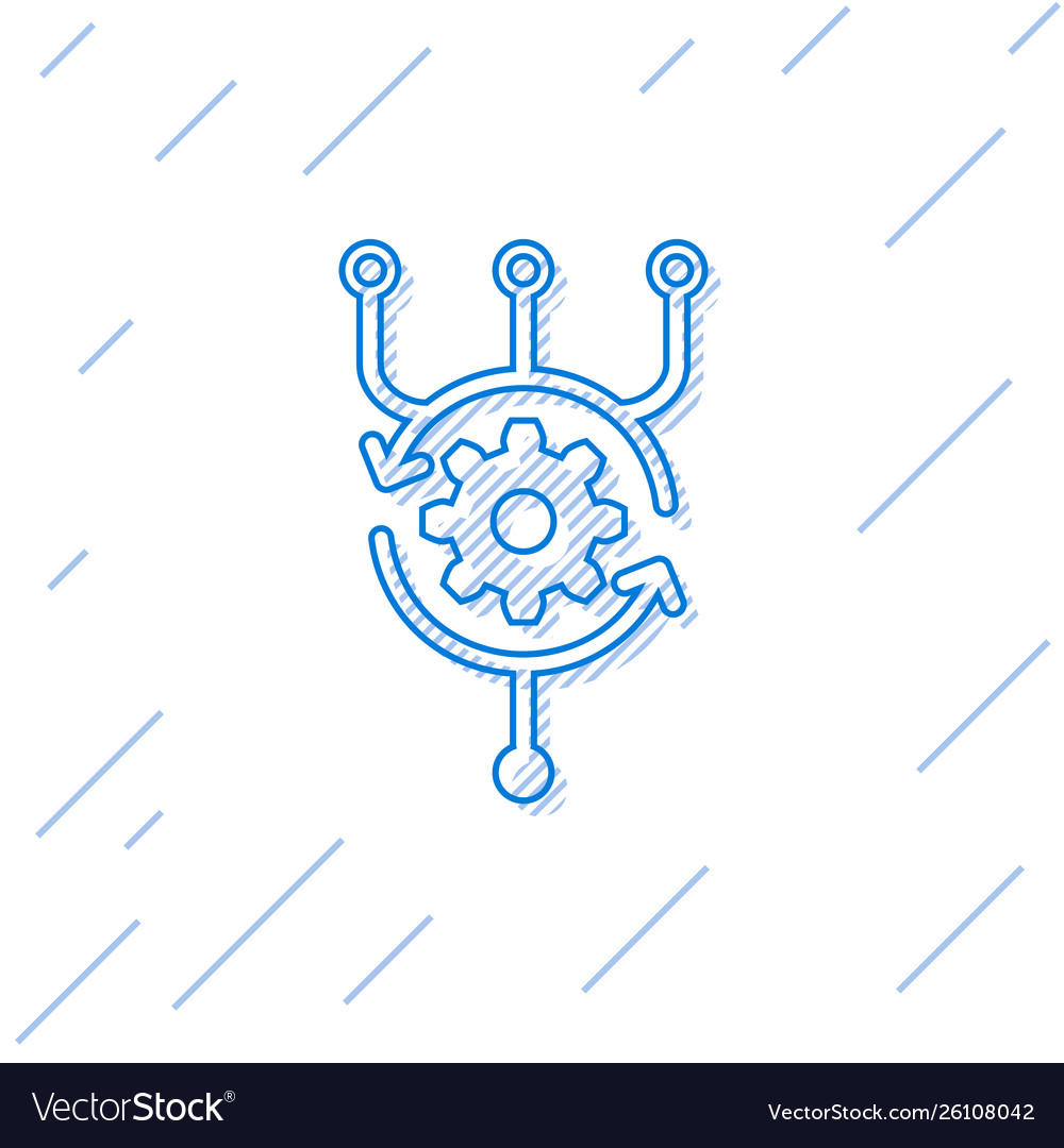 Blue algorithm line icon isolated on white vector image Blue algorithm line icon isolated on white