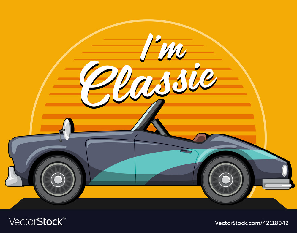 Classic car concept with old side view Royalty Free Vector