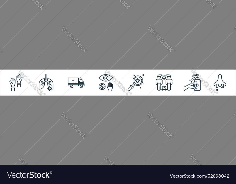 Coronavirus line icons linear set quality