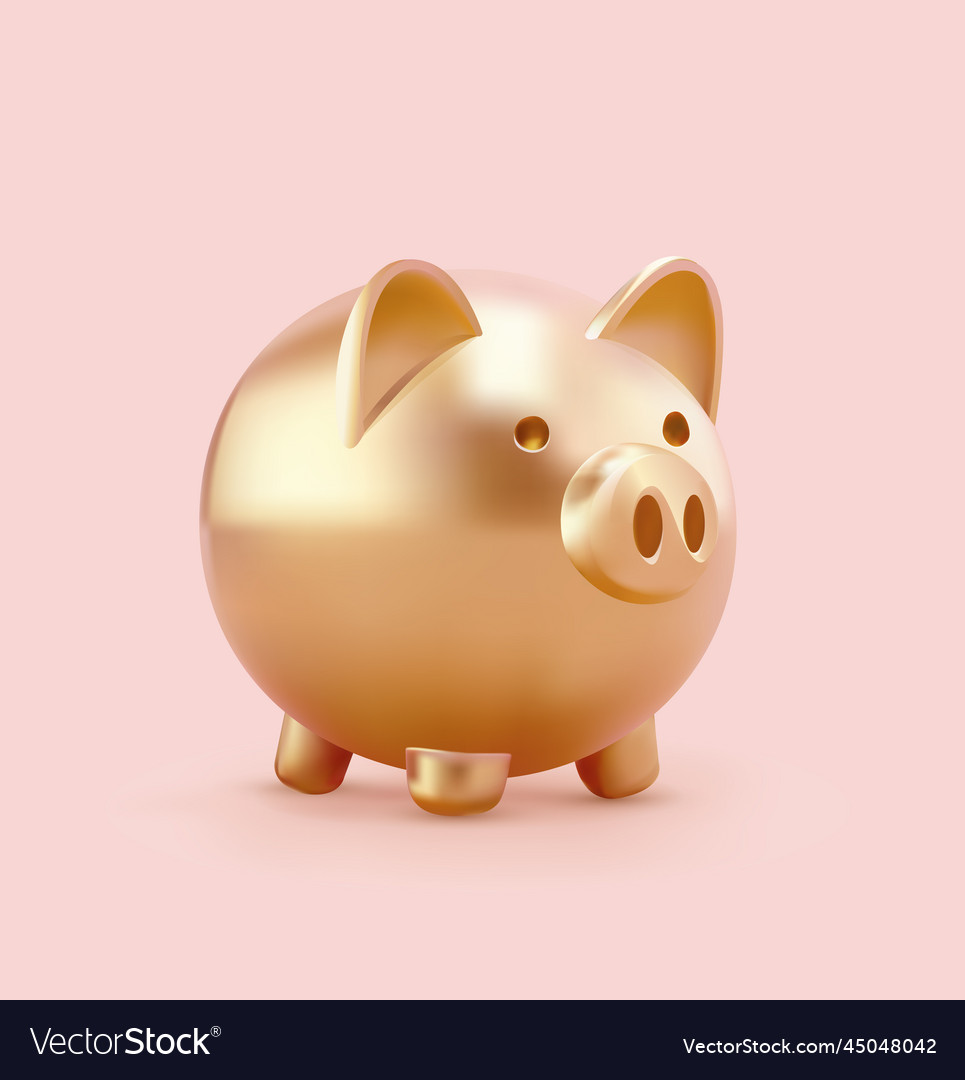 Golden Piggy Bank Isolated Stock Photo - Alamy