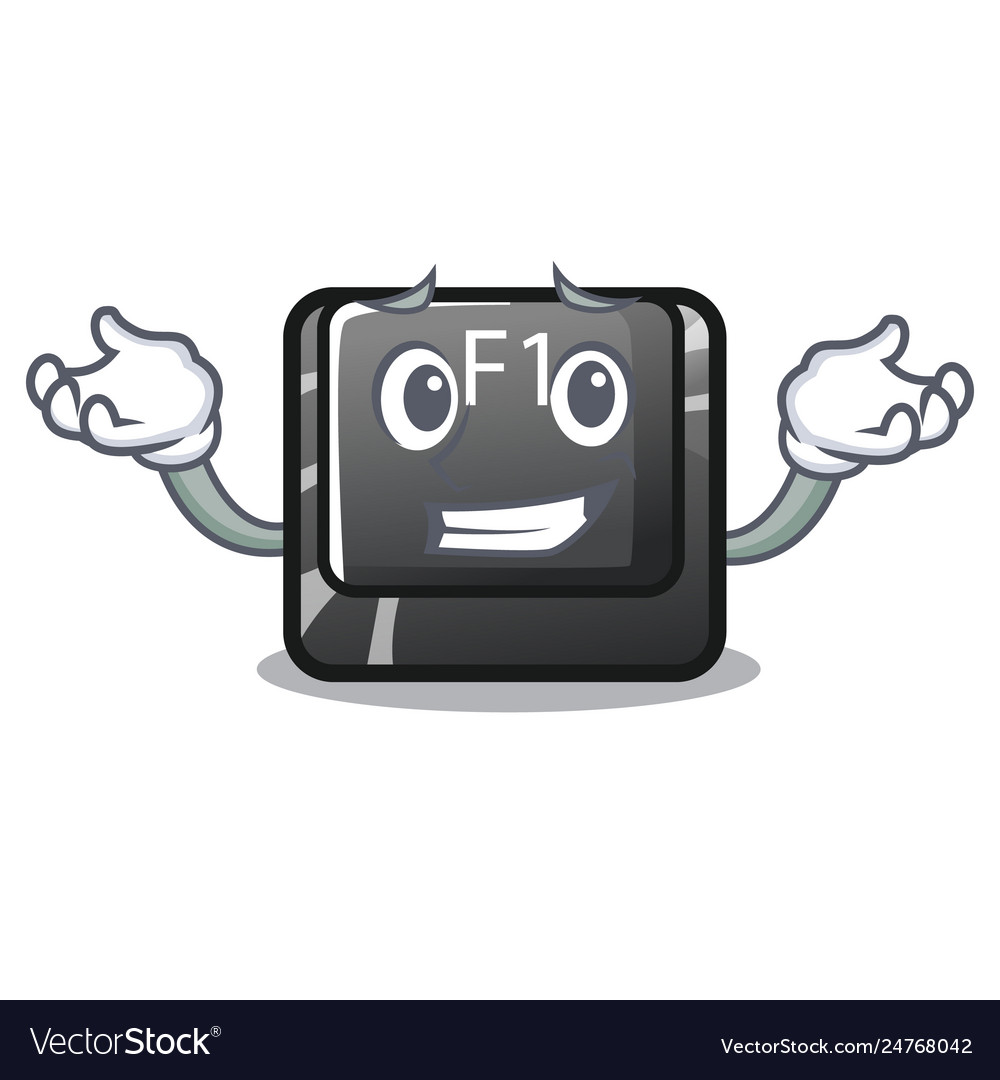 Grinning button f1 in shape character vector image Grinning button f1 in shape character