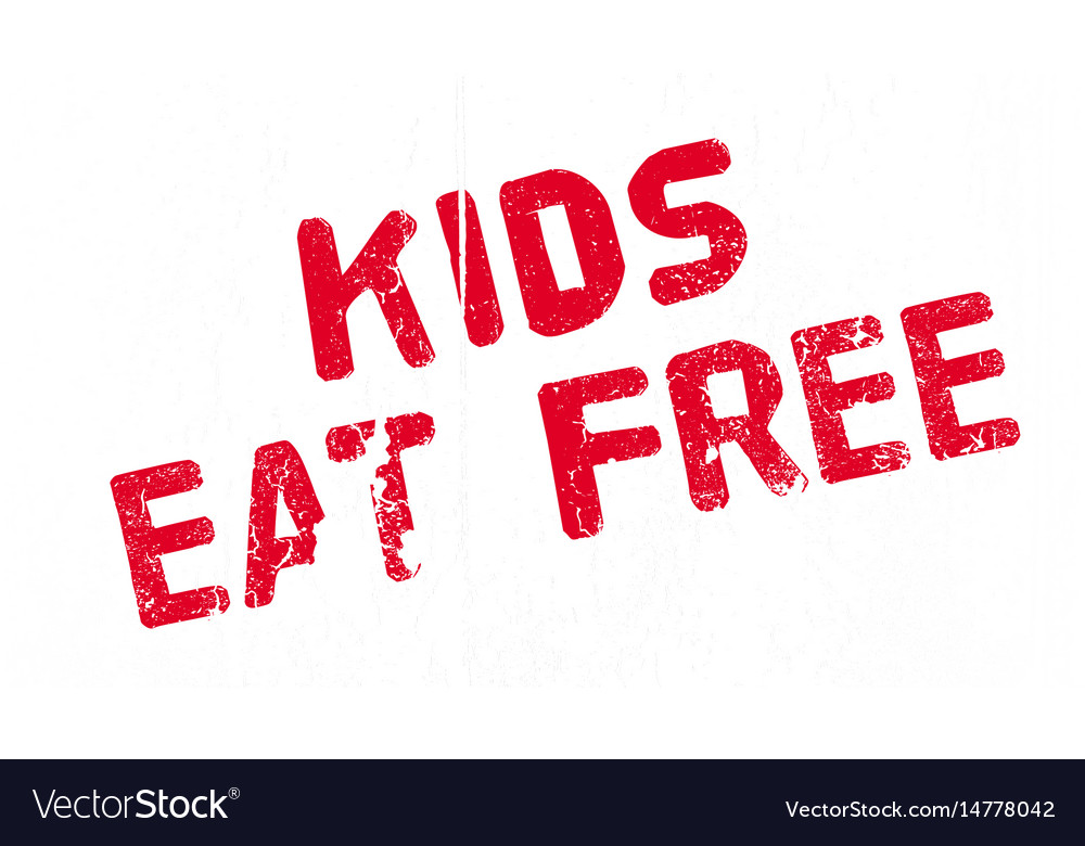 Kids eat free rubber stamp Royalty Free Vector Image