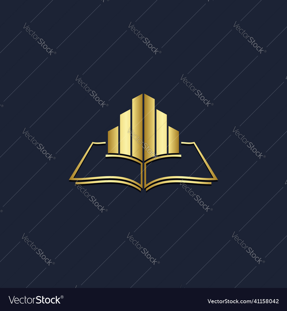 Open book business chart gold logo Royalty Free Vector Image