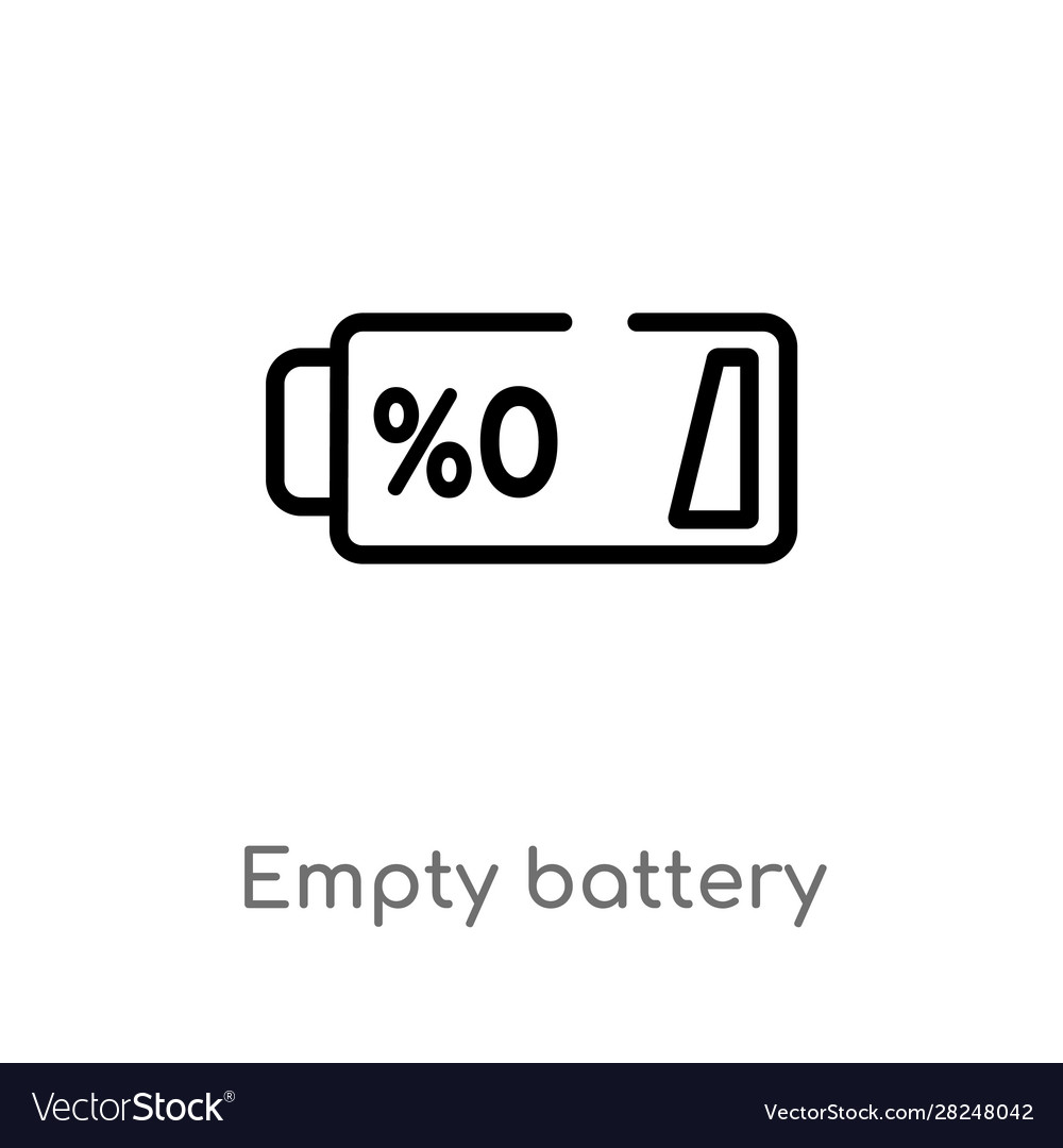 Outline empty battery icon isolated black simple
