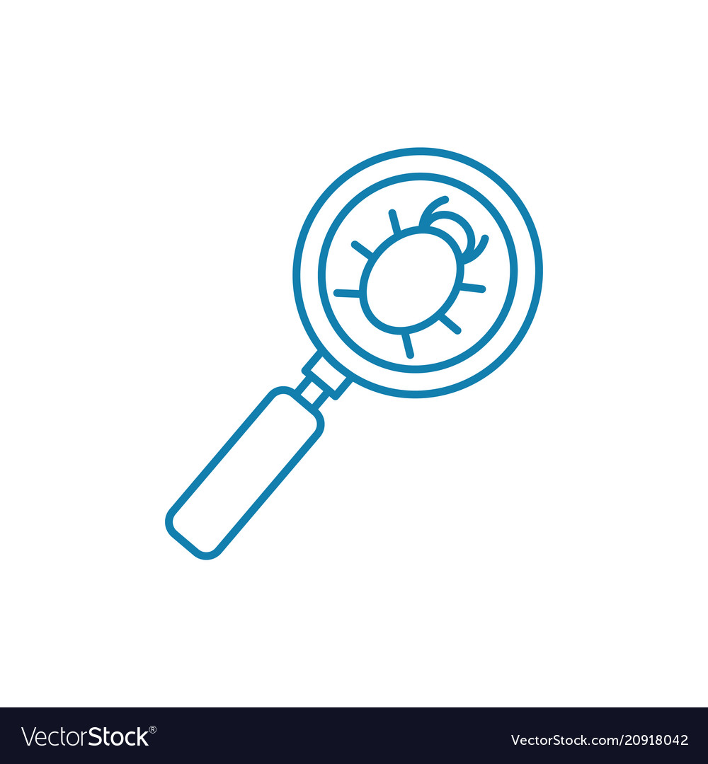 Searching bugs linear icon concept