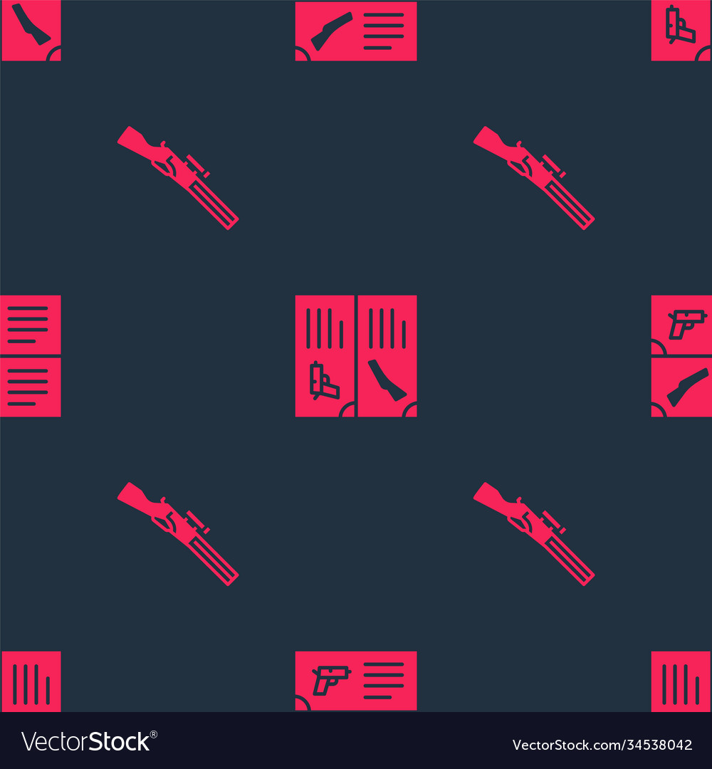 Set hunting gun and weapon catalog on seamless Vector Image