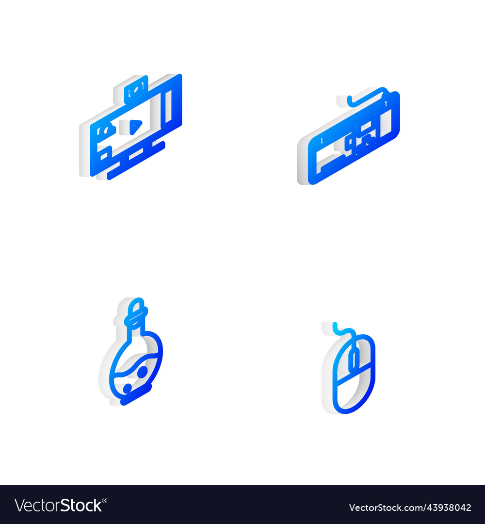 Set isometric line computer keyboard live vector image Set isometric line computer keyboard live