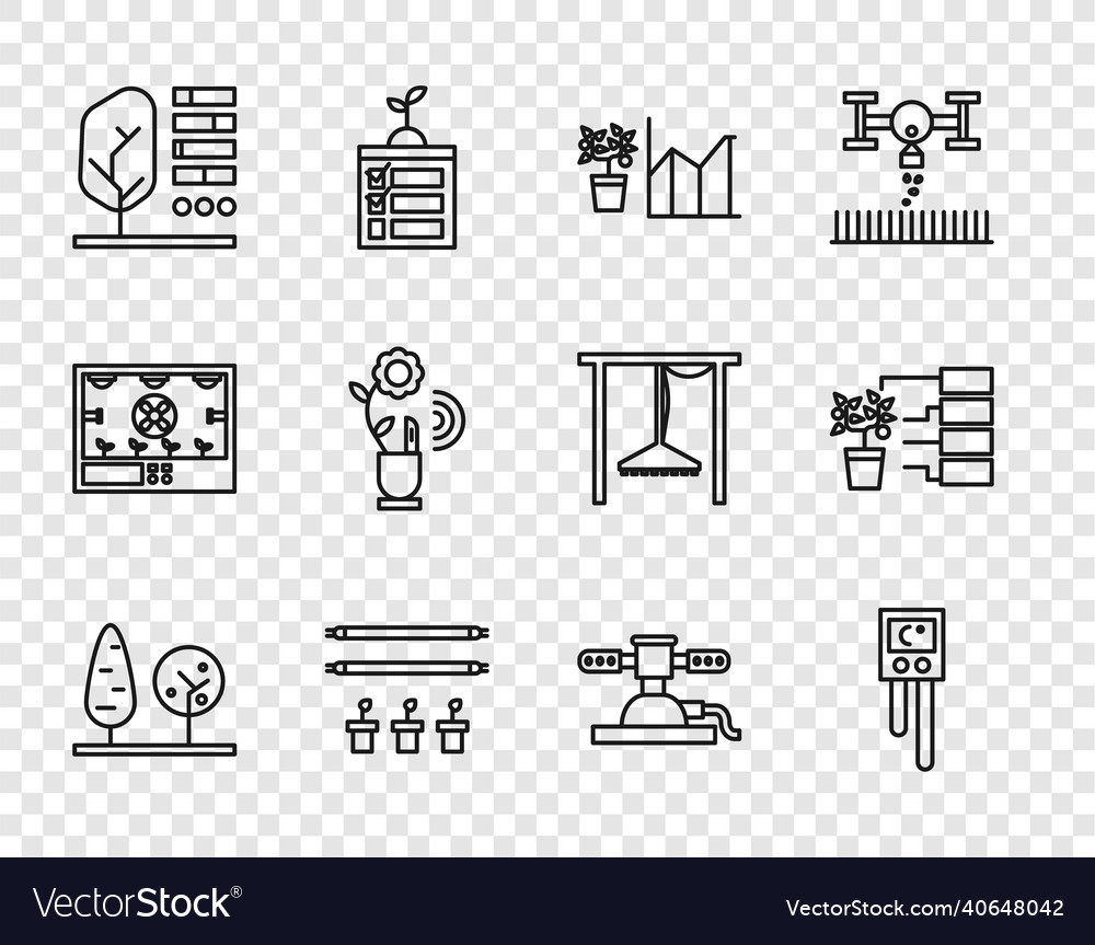Set line trees temperature and humidity sensor vector image Set line trees temperature and humidity sensor