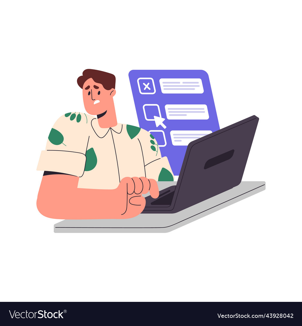 Student Struggling with Online Test