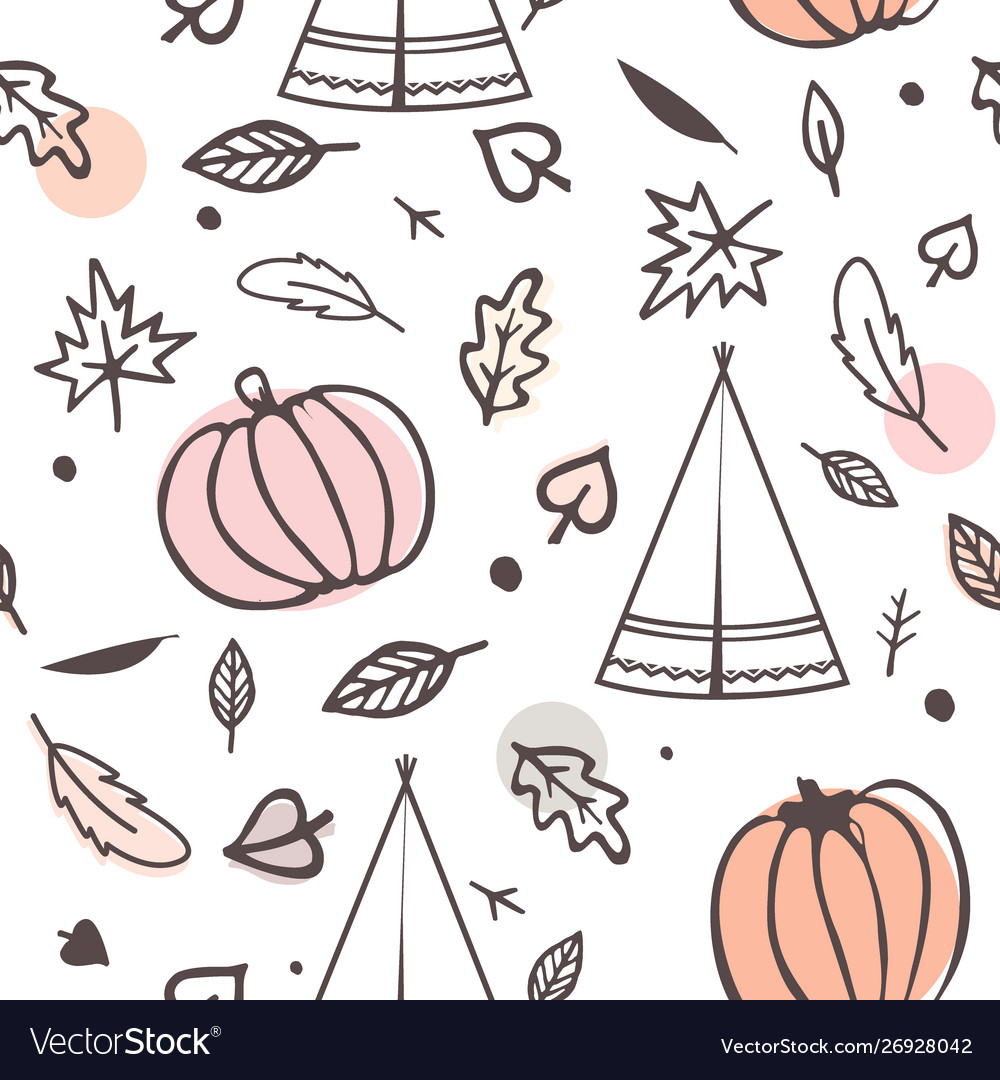 Thanksgiving day seamless pattern with indian vector image Thanksgiving day seamless pattern with indian