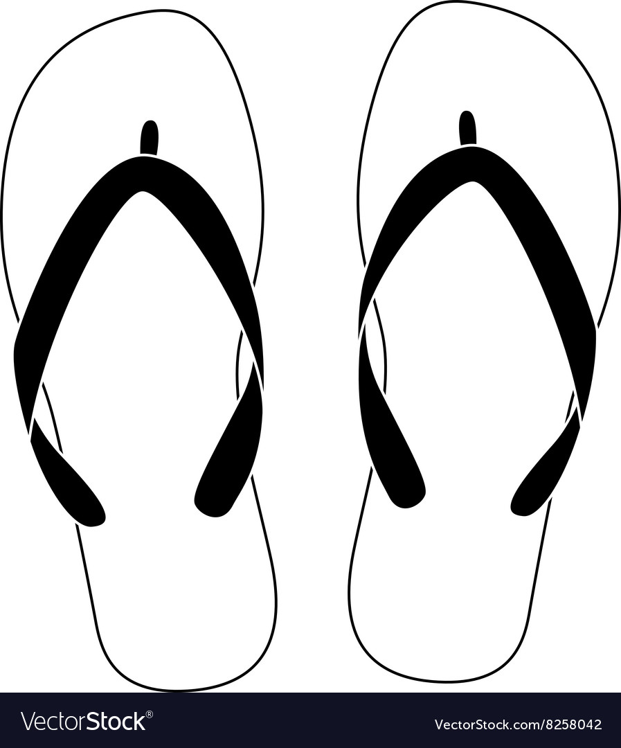 Flip flops sandals in black and white Royalty Free Vector