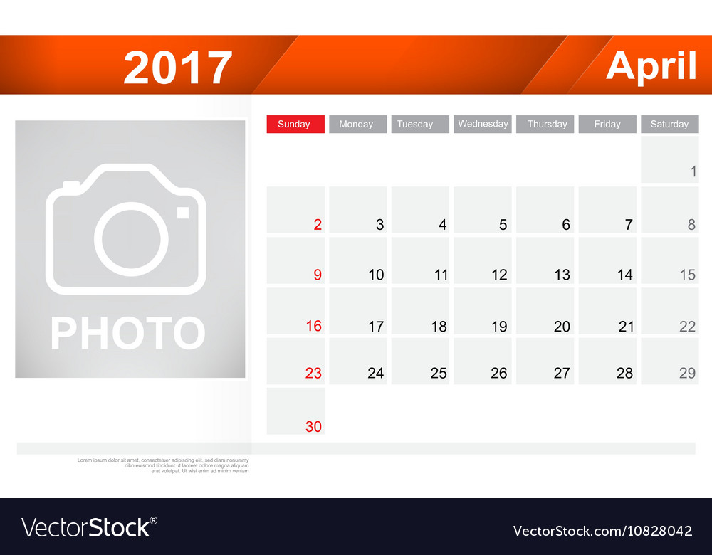 Year 2017 april month simple and clear design