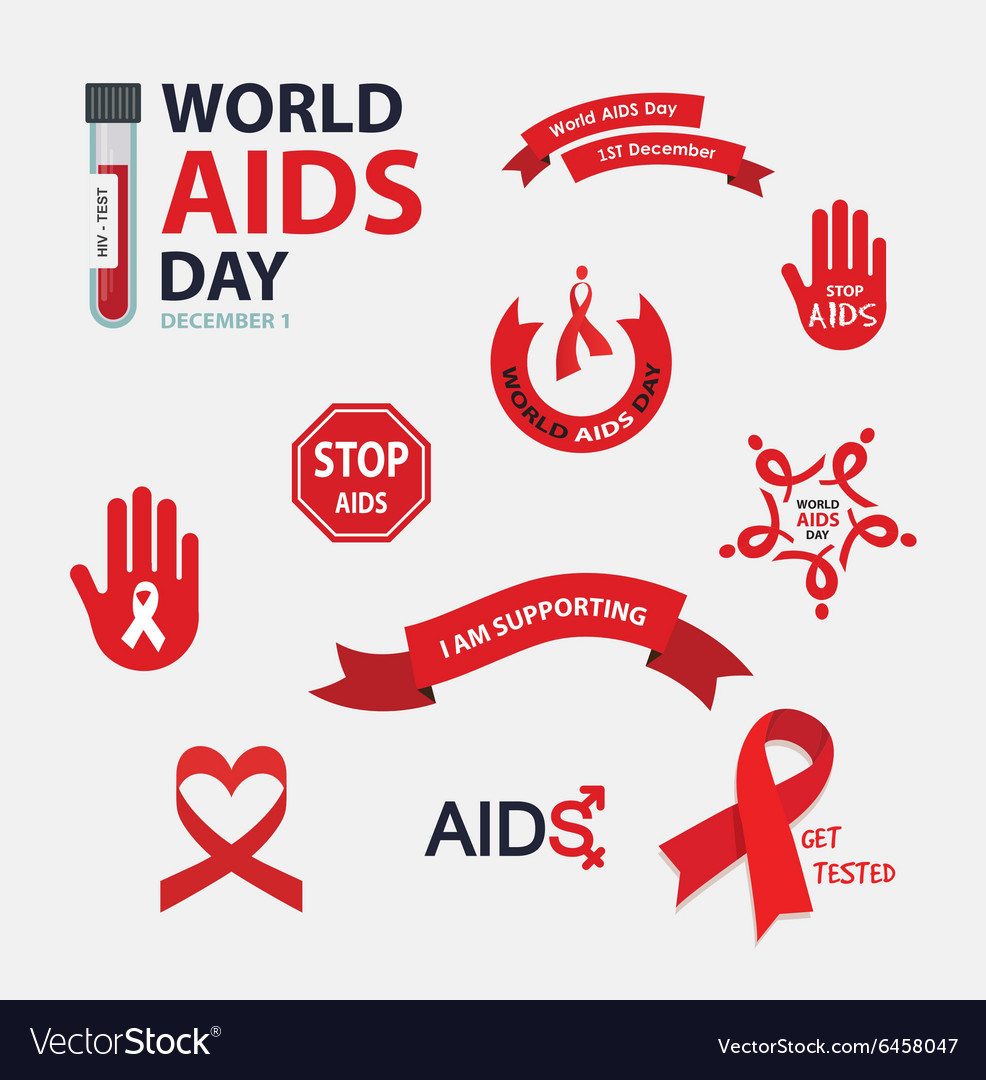 Aids Badges Collection Set Stop Royalty Free Vector Image