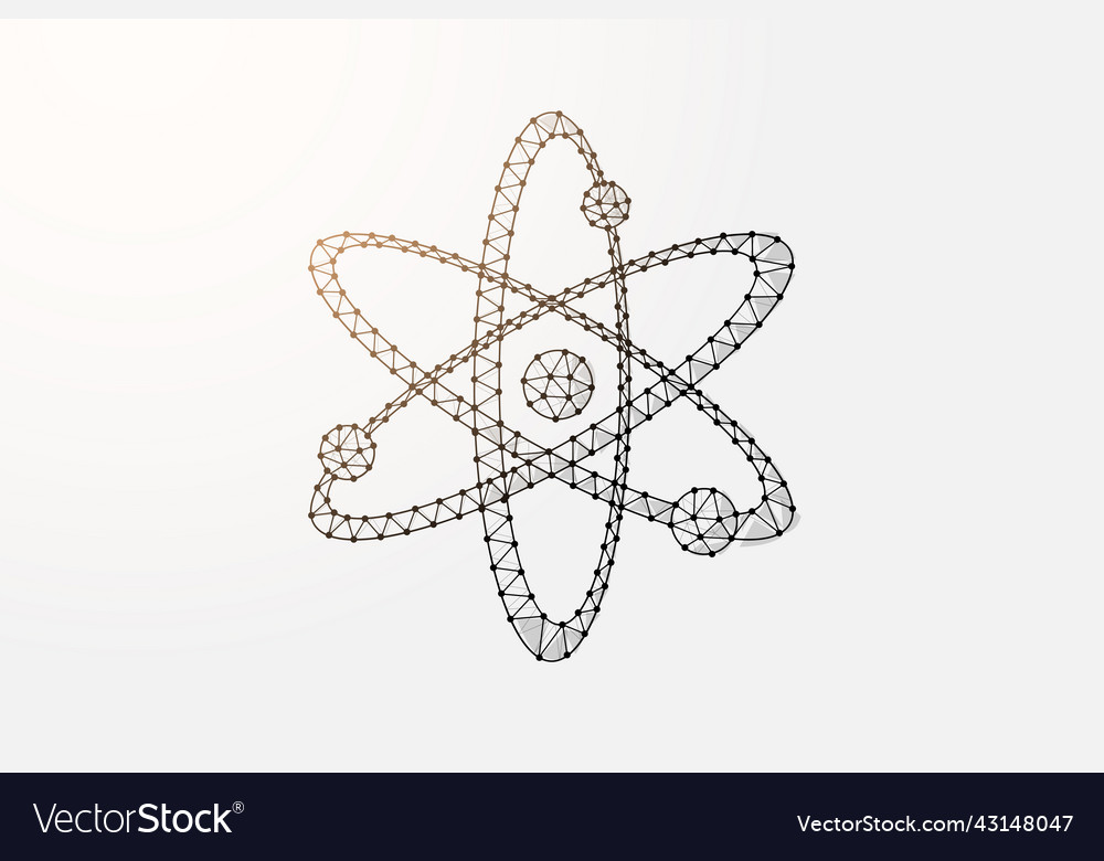 Atom 3d low poly symbol with connected dots vector image Atom 3d low poly symbol with connected dots